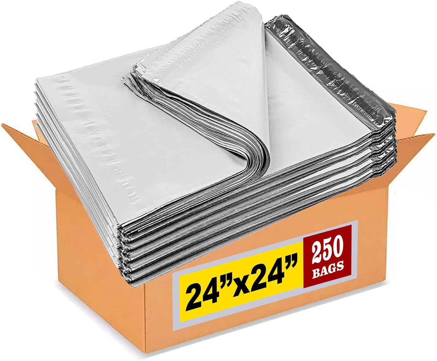 iMBAPrice 250 - 24x24 Premium Matte Finish White Poly Mailers Envelopes Bags (iMBA-8PM-250)