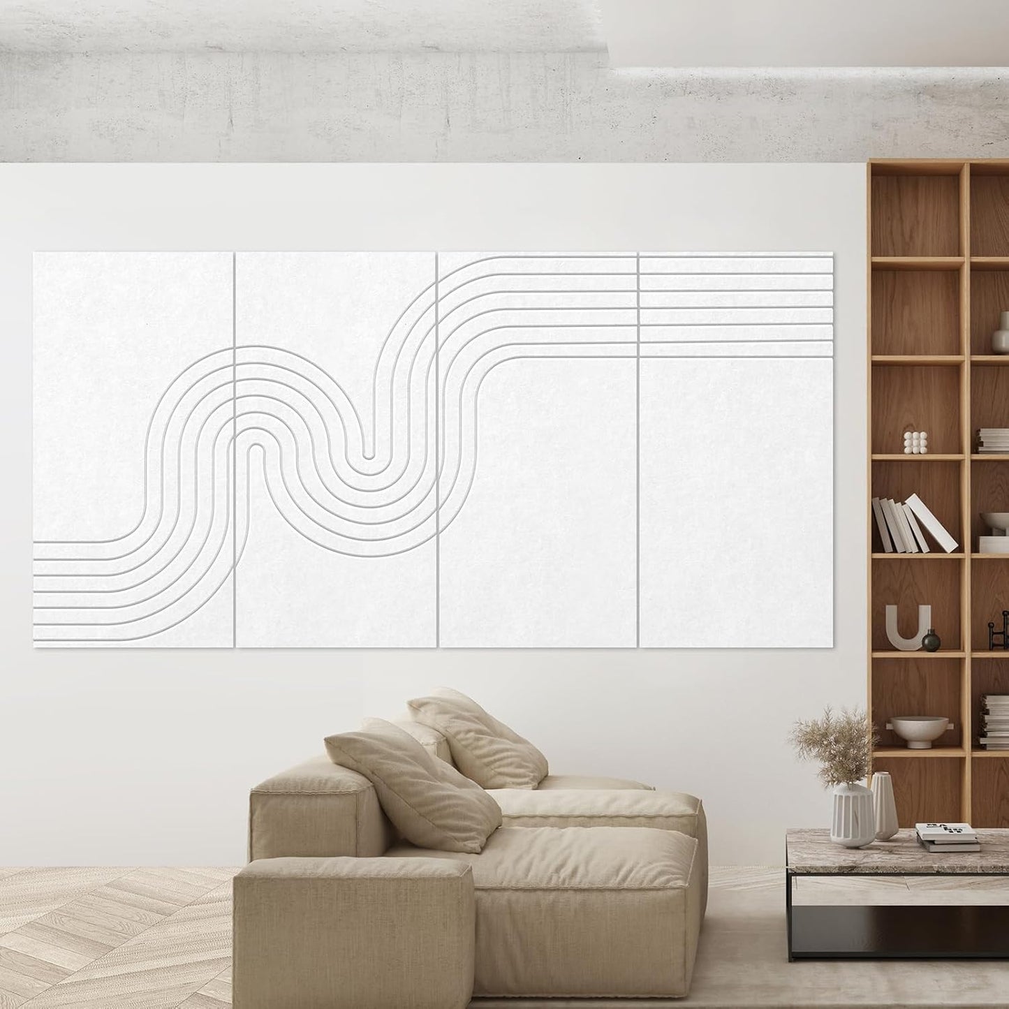 UMIACOUSTICS 4 Pack Decorative Acoustic Panels,Total 94.4” x 47.2” Sound Proof Panels,Decorative Sound Treatment Panel for Home, Office, Recording Studio,White