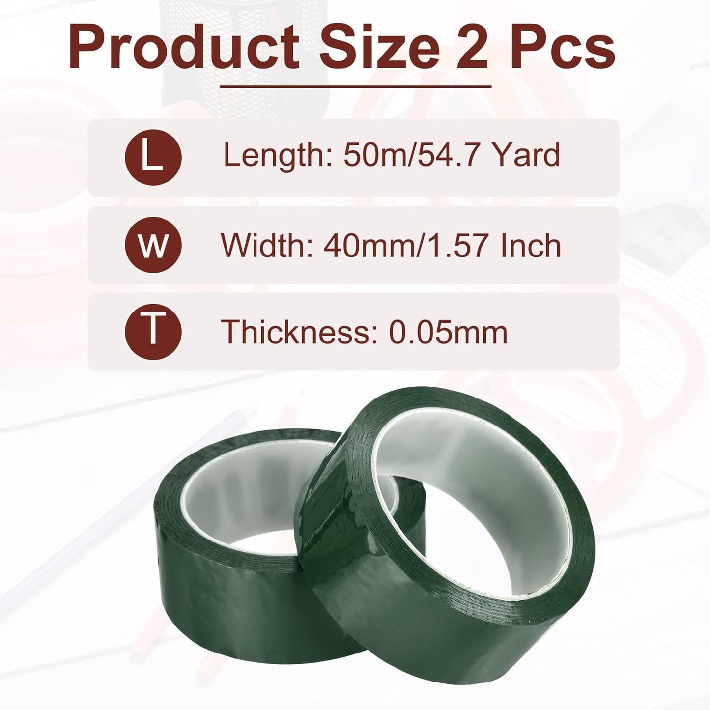 MECCANIXITY 2 Rolls Whiteboard Tape Graphic Chart Tape 40mm 54.7 Yard Art Tape Thin Self-Adhesive Pinstripe Tape Masking Tape for Gift Wrapping Craft Supplies, Green