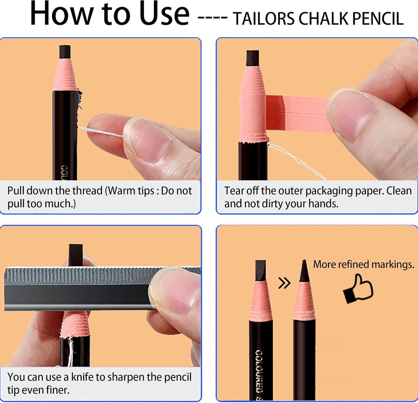 Sewing Fabric Markers Kit with Storage Box, 6Pcs Tailors Chalk Pencil / 2Pcs Heat Erasable Pen & 5 Refills / 2Pcs Water Soluble Pen & 5 Refills