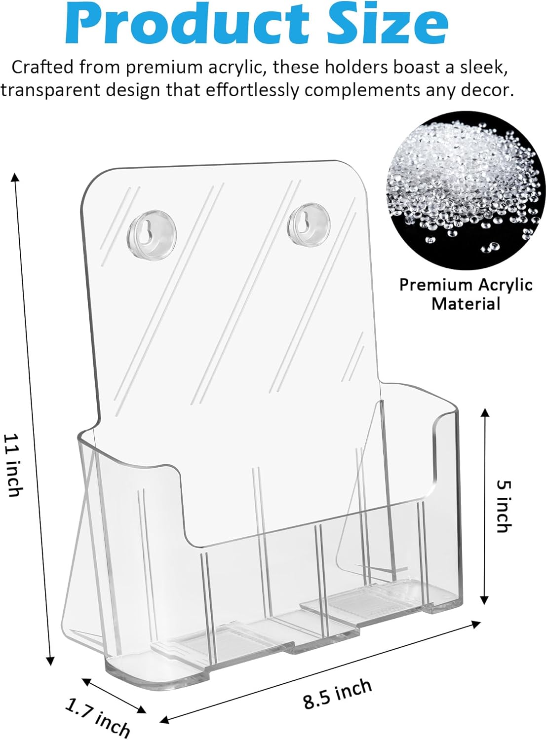 Acrylic Brochure Holder 8.5 x 11 Inch, 2 Packs Acrylic Sign Holder, Brochure Display Stand, Flyer Holder, Magazine Holder, Pamphlet Paper Literature Holder, Menu Stand For Desk or Wall Mount