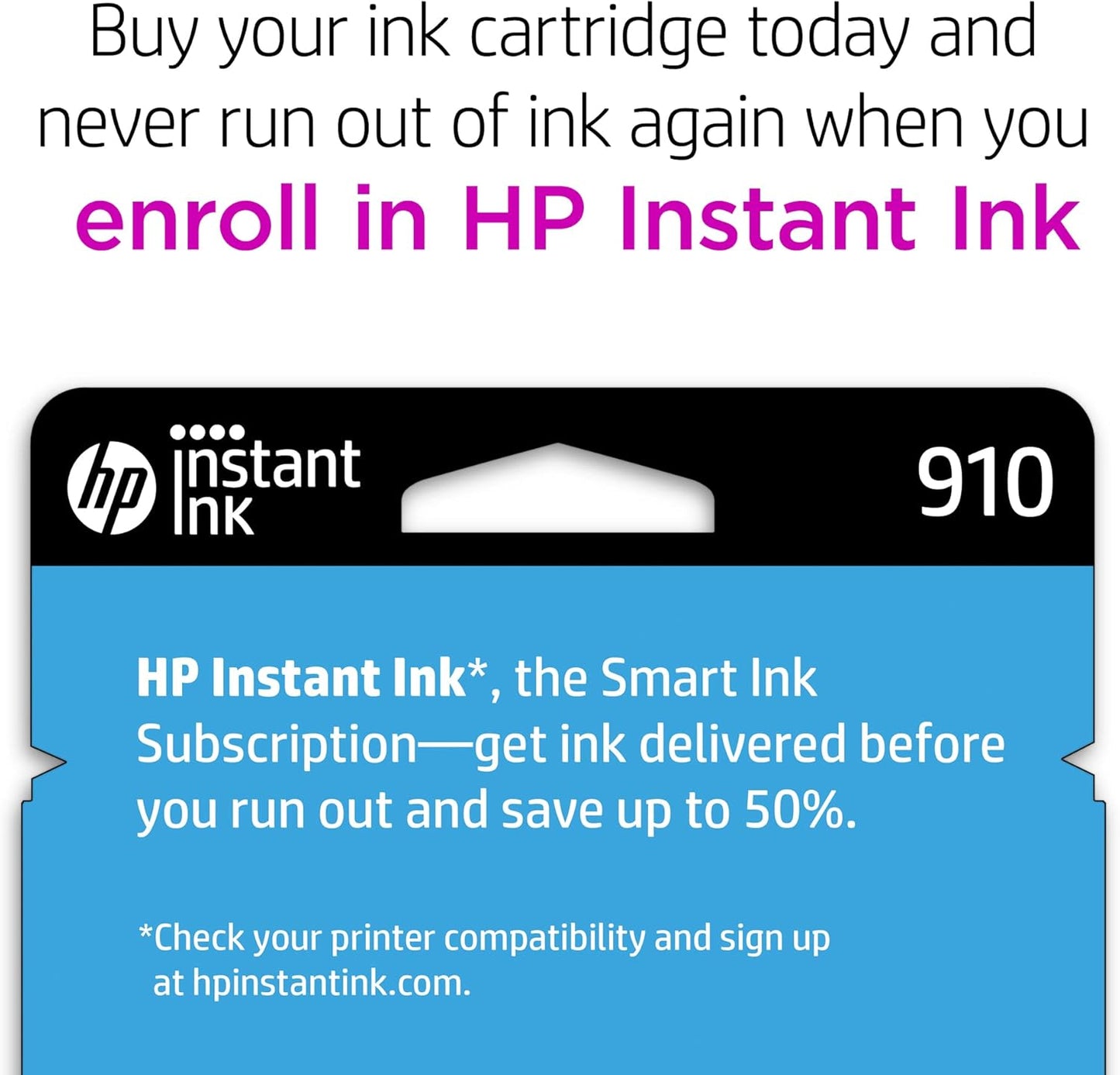 HP 910 Cyan Ink Cartridge | Works with HP OfficeJet 8010, 8020 Series, HP OfficeJet Pro 8020, 8030 Series | Eligible for Instant Ink | 3YL58AN