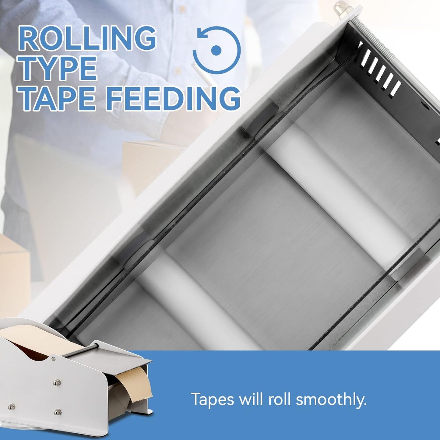 Water-Activated Tape Dispenser, Manual Width-Adjustable Kraft Gum Tape Dispenser for 0.98-3.54" Wide Tape, All-Body Steel Packing Tape Dispenser, Stable and Durable