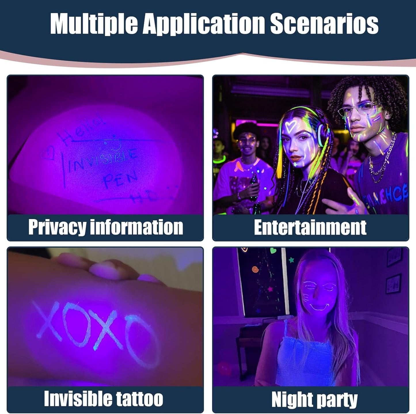 Invisible Ink Pens with UV Light, Magic Spy Pens with Mini UV LED Keychain Flashlights for Secret Messages, Disappearing Ink Pens with Black Light for Kids, Ideal (3PCS)