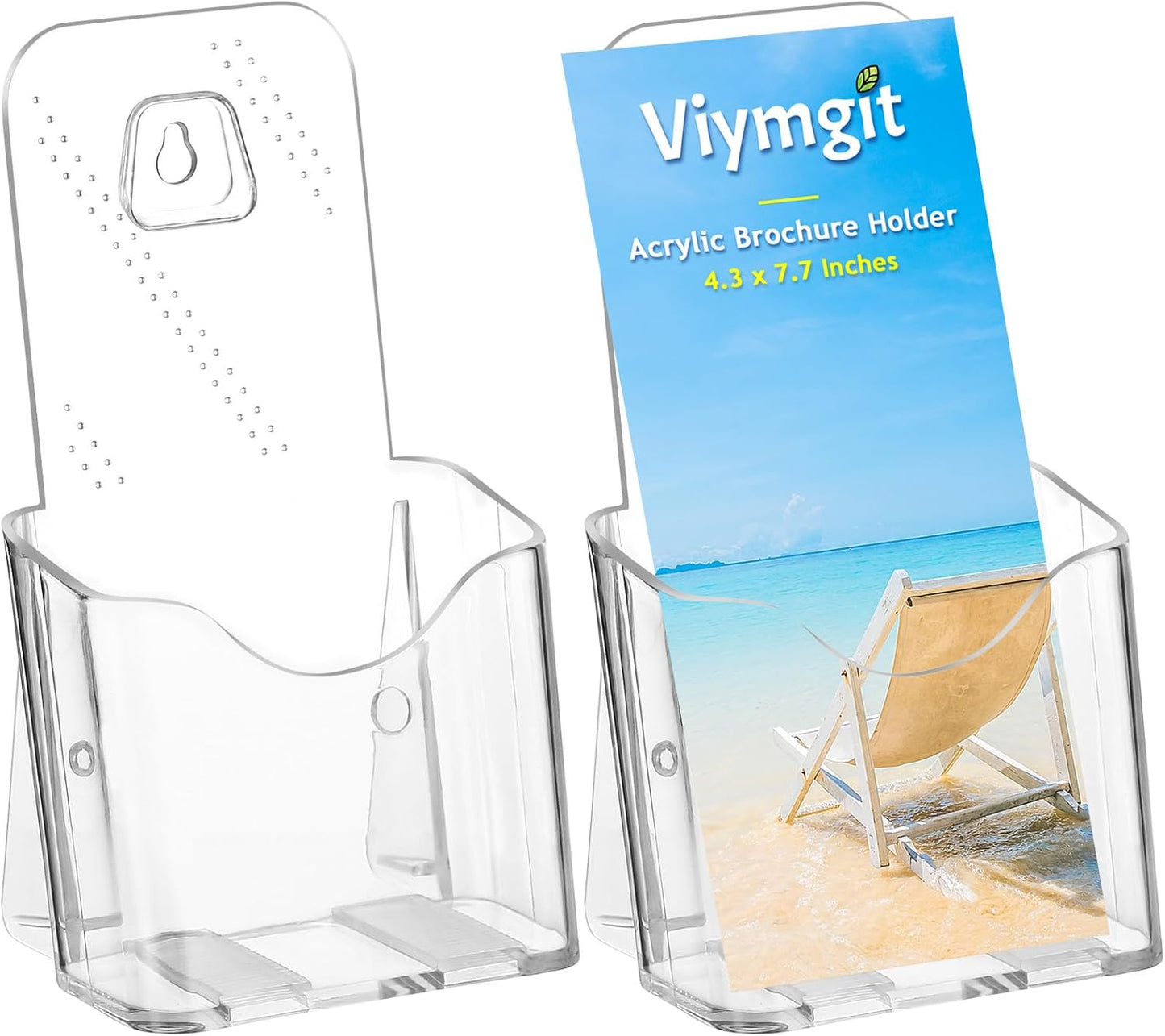 Brochure Holder Stand, 2 Pack 4 inches Acrylic Pamphlet Display Stand Wall Mount/Countertop, Clear Plastic Trifold Rack Card Holder for Organizer Flyer, Leaflets, Document, Literature