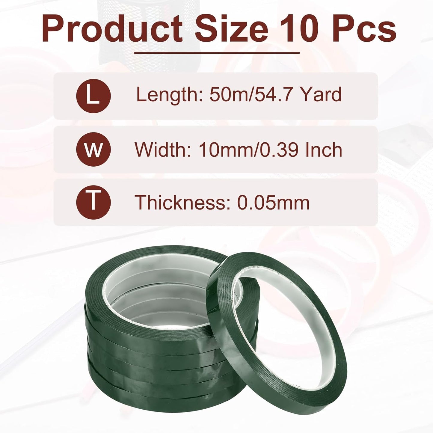 MECCANIXITY 10 Rolls Whiteboard Tape Graphic Chart Tape 10mm 54.7 Yard Art Tape Thin Self-Adhesive Pinstripe Tape Masking Tape for Gift Wrapping Craft Supplies, Green