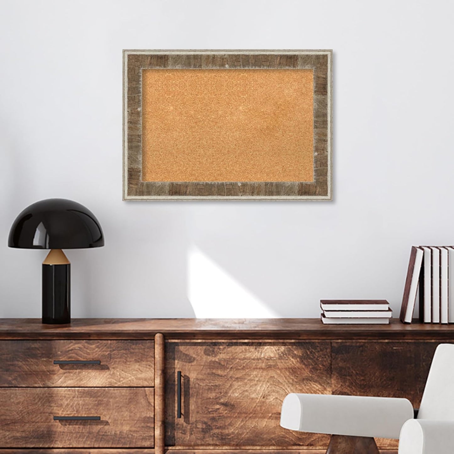 Amanti Art Natural Cork Board for Wall, 21x29 Vision Board with Brown Wood Frame, Medium Corkboard Office Decor for Home Organization, Country Rustic Corkboard Pinboard to Display Items for Home