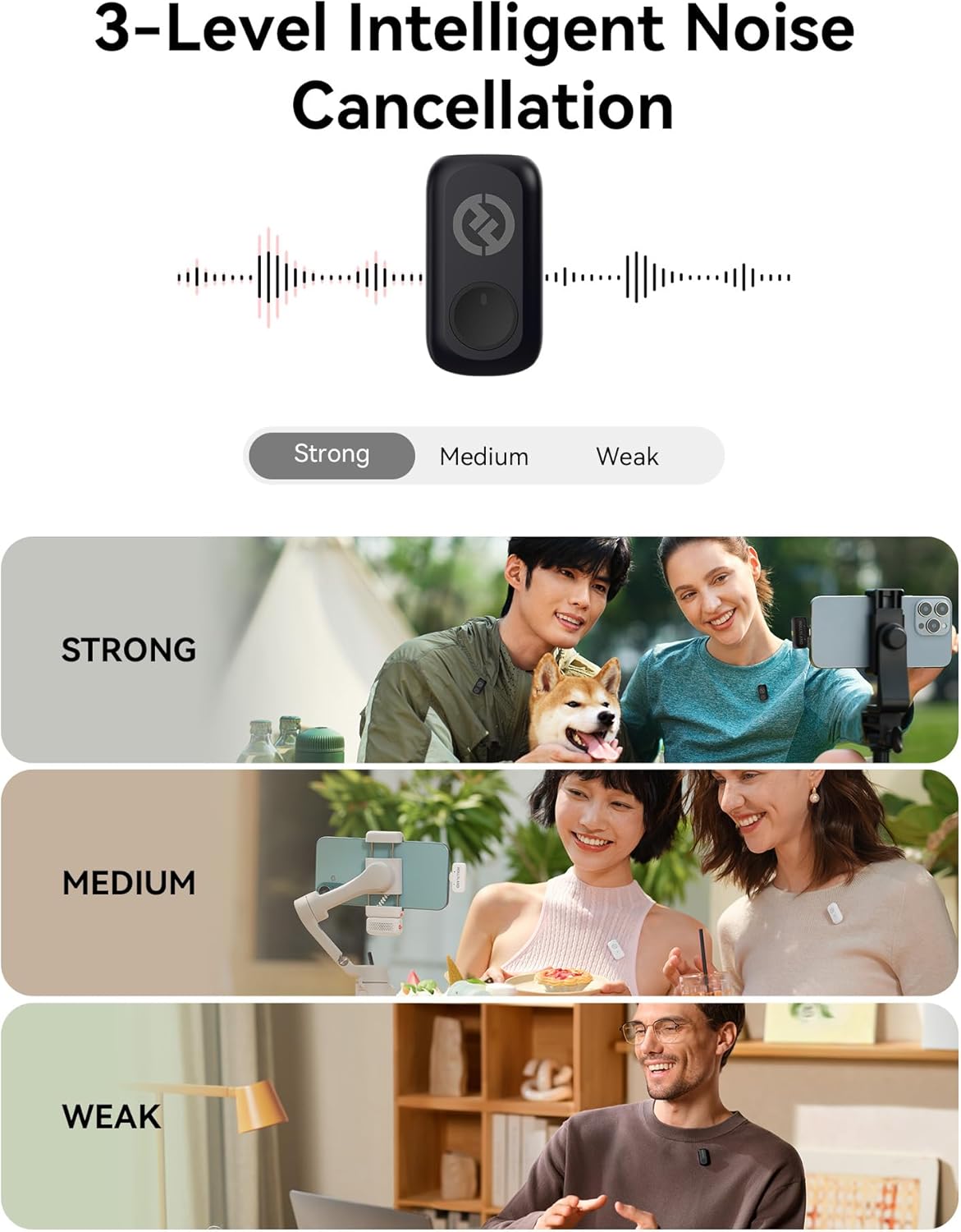 Hollyland Lark A1 Wireless Mini Microphone for iPhone & Android, 48kHz/24-bit, 3-Level Intelligent Noise Cancel, Microphone for YouTube, Podcast, Vlogging (Black, 2TX + 2RX + Charging Case)