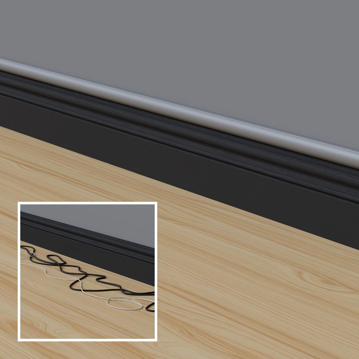 D-Line 13.12ft Cord Hider Kit, Patented Cable Cover, Hide Wires on Wall, Channel for TV Mount Cords, Raceway Wire Hiders, Paintable, Adhesive, Half Round, 4X 1.18in W x 0.59in H x 39in Lengths, Gray