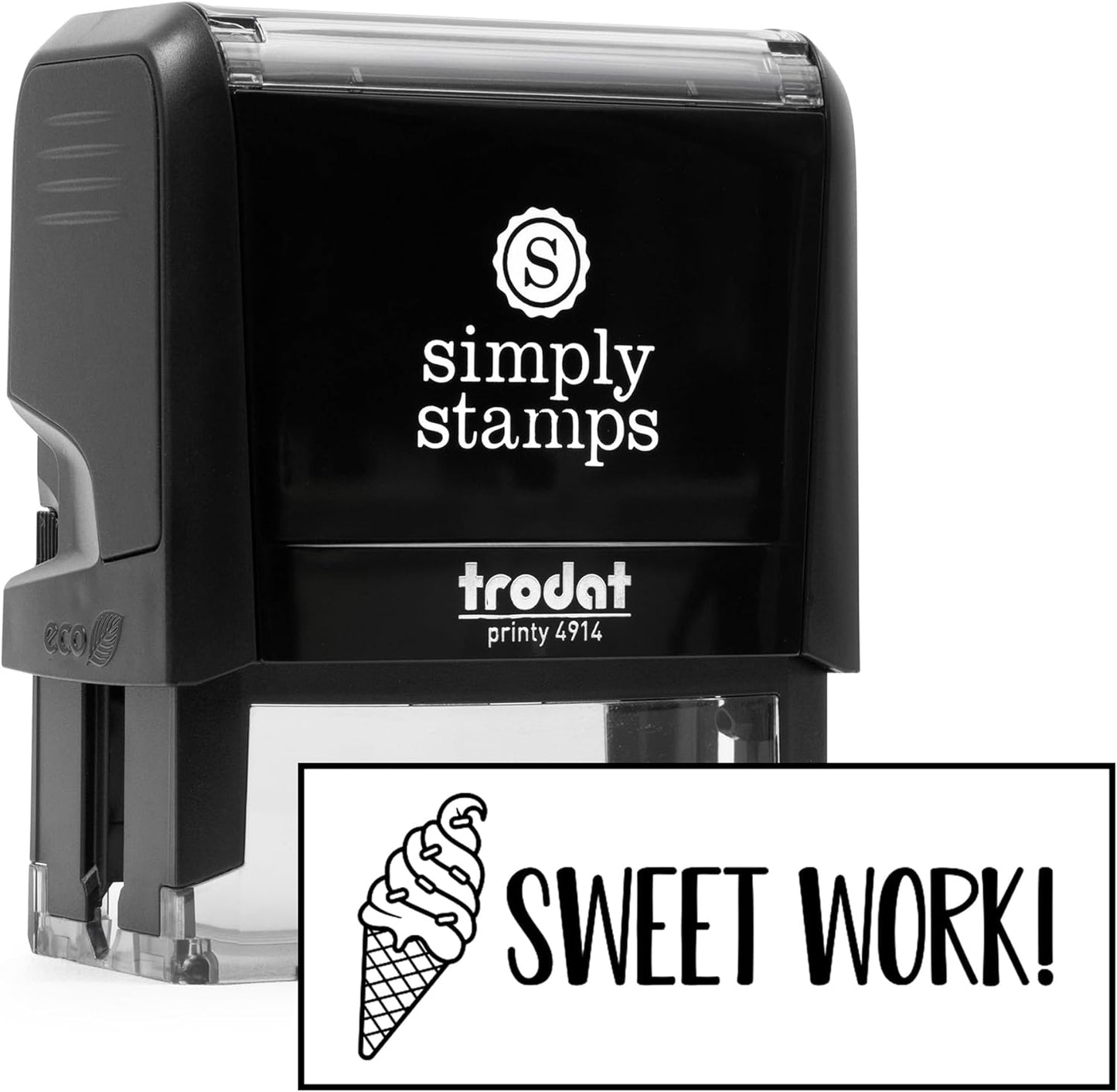 Custom Self-Inking Stamps | 49 Designs | 30 Fun Phrases | 2 Classroom & Library Book Stamps (Sweet Work!, Giant)