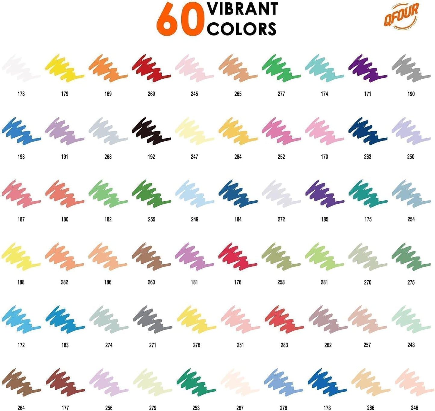 60 Colors Acrylic Markers, Acrylic Paint Markers with Canvas Bag, Water-Based No-Bleed Paint Pens with Automatic Ink Control, Waterproof Brush Tip Pens for Rock, Egg, Glass, Wood, Fabric and DIY