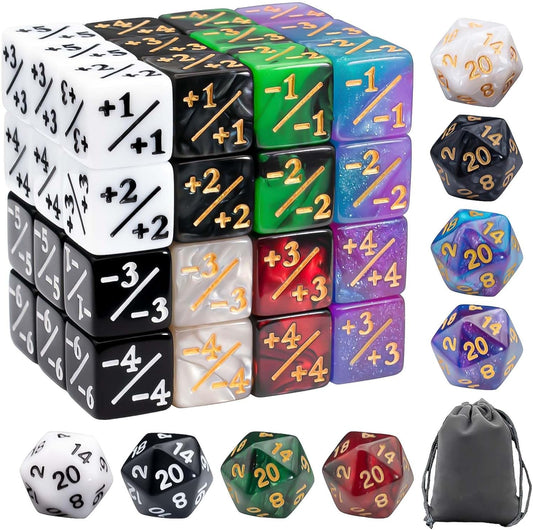 56 Pieces MTG Counter Dice Set in 8 Colors, 48 Pieces Life Counters Tokens Dice Set and 8 Pieces D20 for MTG, TCG, Cards Gaming Accessories
