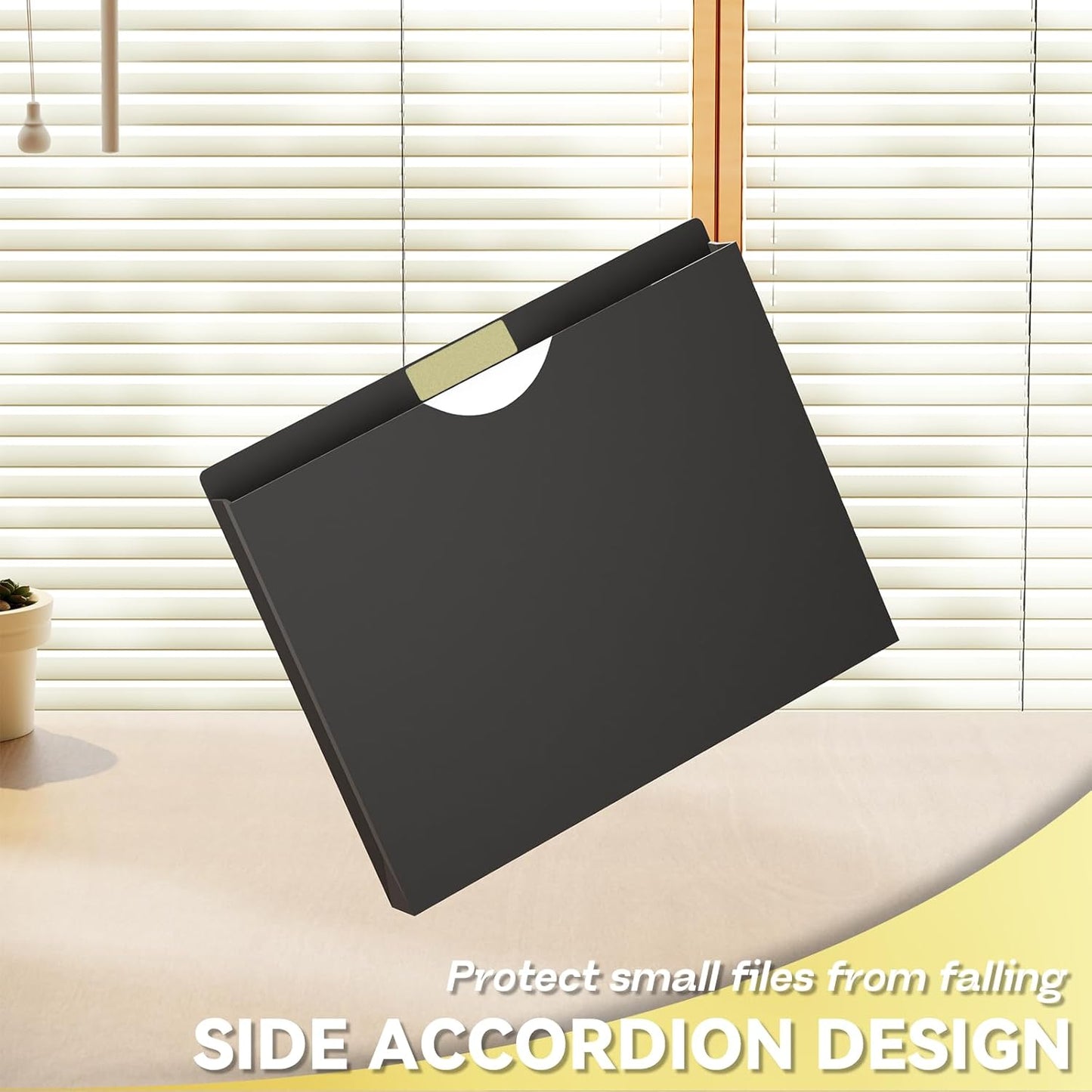 Plastic 1 Inch File Jackets Letter Size,12 Pack Reinforced Manilla Pocket Folders,Poly Expandable File Jacket for Documents,Heavy Duty Expansion Pocket Files with Straight Cut Tabs,Black