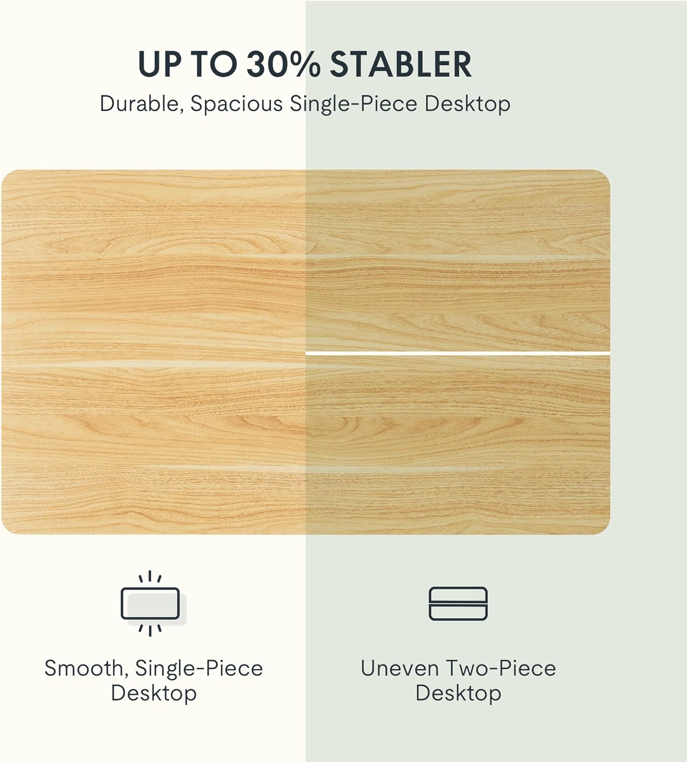 FLEXISPOT EN1 Whole-Piece Standing Desk, 60"x24" Electric Sit Stand Desk for Home Office (Black Frame + Maple Top, 2 Packages)