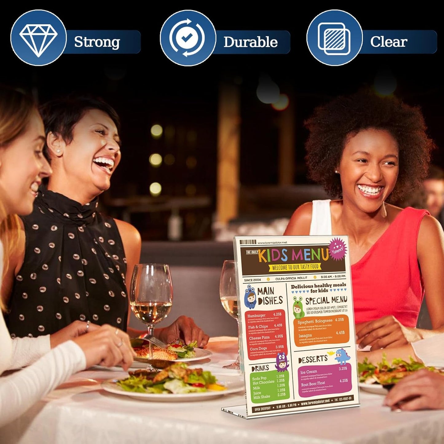 12 Pack 8.5x11 Inch Acrylic Sign Holder Clear Plastic Table Paper Display Stand L-Shape Vertical Menu Holder Stand Picture Photo Flyer Display Stand for Desktop Flyers, Documents, Office, Restaurants