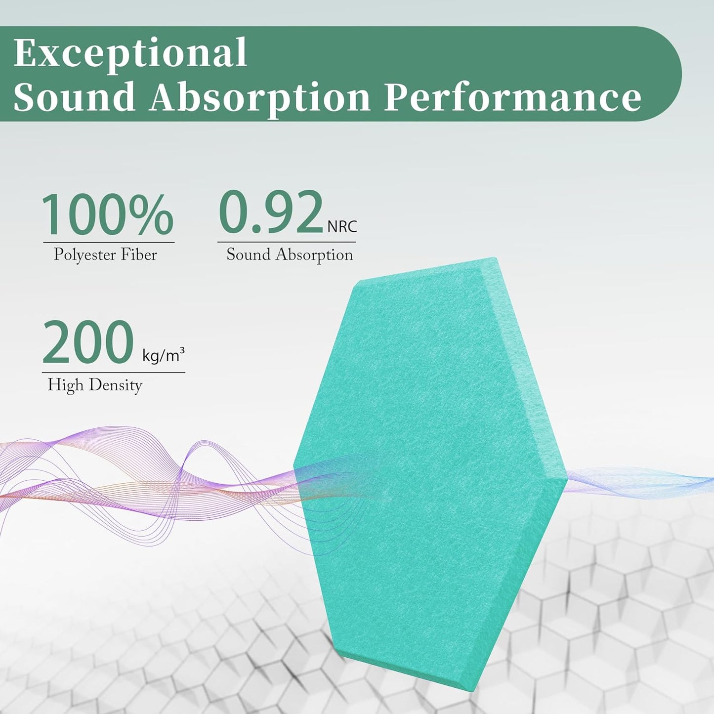 Hexagonal Acoustic Panels-12 Pack High-Density Sound Absorbing Panels 12"X10"X0.4" for Enhanced Noise Reduction, DIY Design, Idea for Studios, Offices, and Home Theaters(Viking Blue)