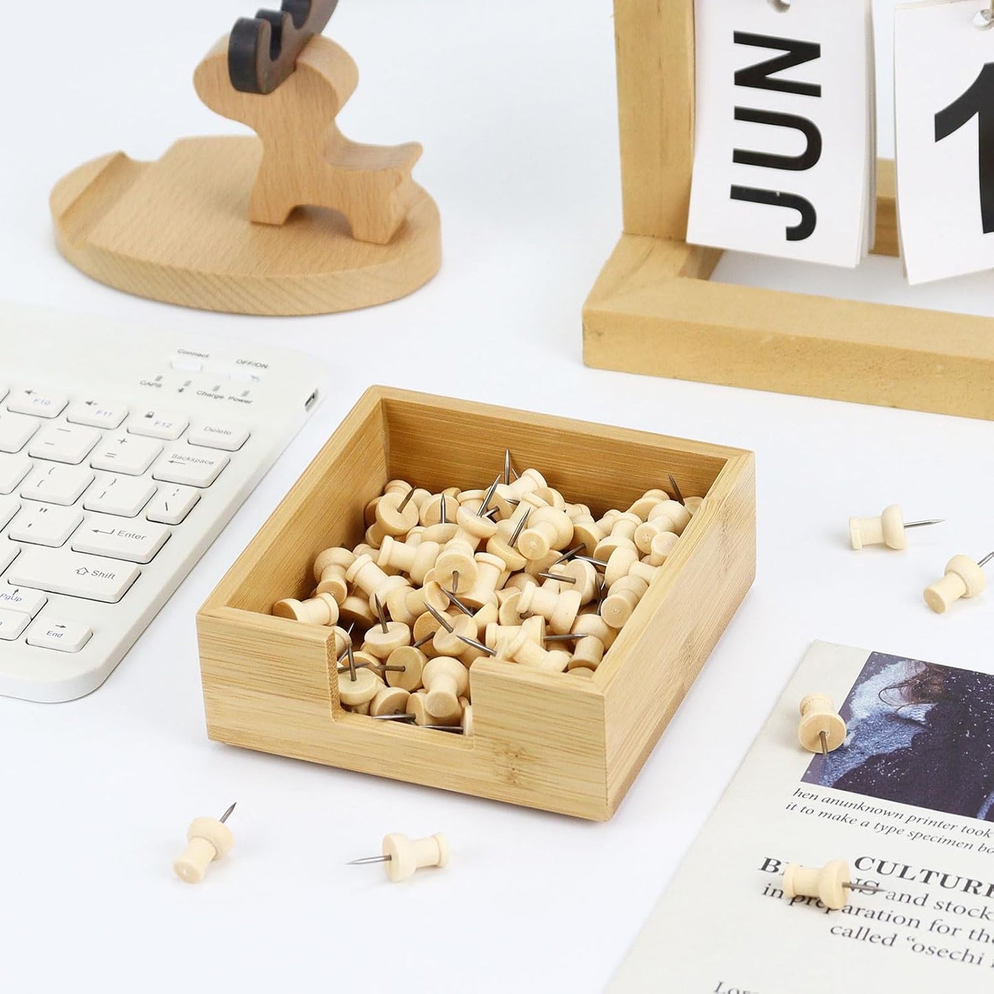 MultiBey Wooden Bamboo Sticky Note Pad Holder for Desk, Memo Holder Paper Dispenser, Desktop Accessories Organizer for Office School Home