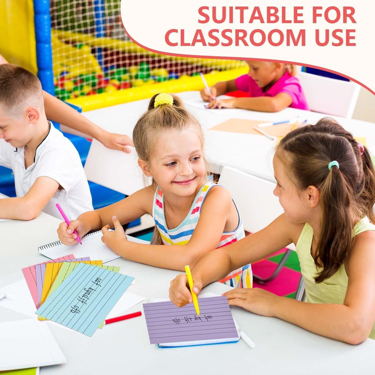 OBTANIM 200 Count 4 x 6 Inch Index Cards Assorted Colors Ruled Index Flash Cards for Studying Taking Note Office Home and School Daily Recording