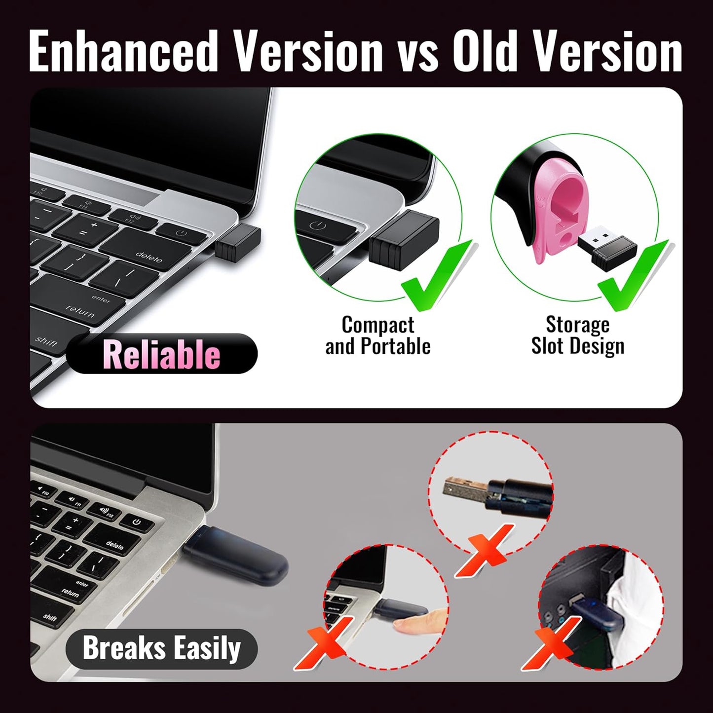 Tera Barcode Scanner Wireless Versatile 2-in-1 (2.4Ghz Wireless+USB 2.0 Wired) with Battery Level Indicator, 328 Feet Transmission Distance Rechargeable 1D Laser Bar Code Reader Handheld 5100 Pink