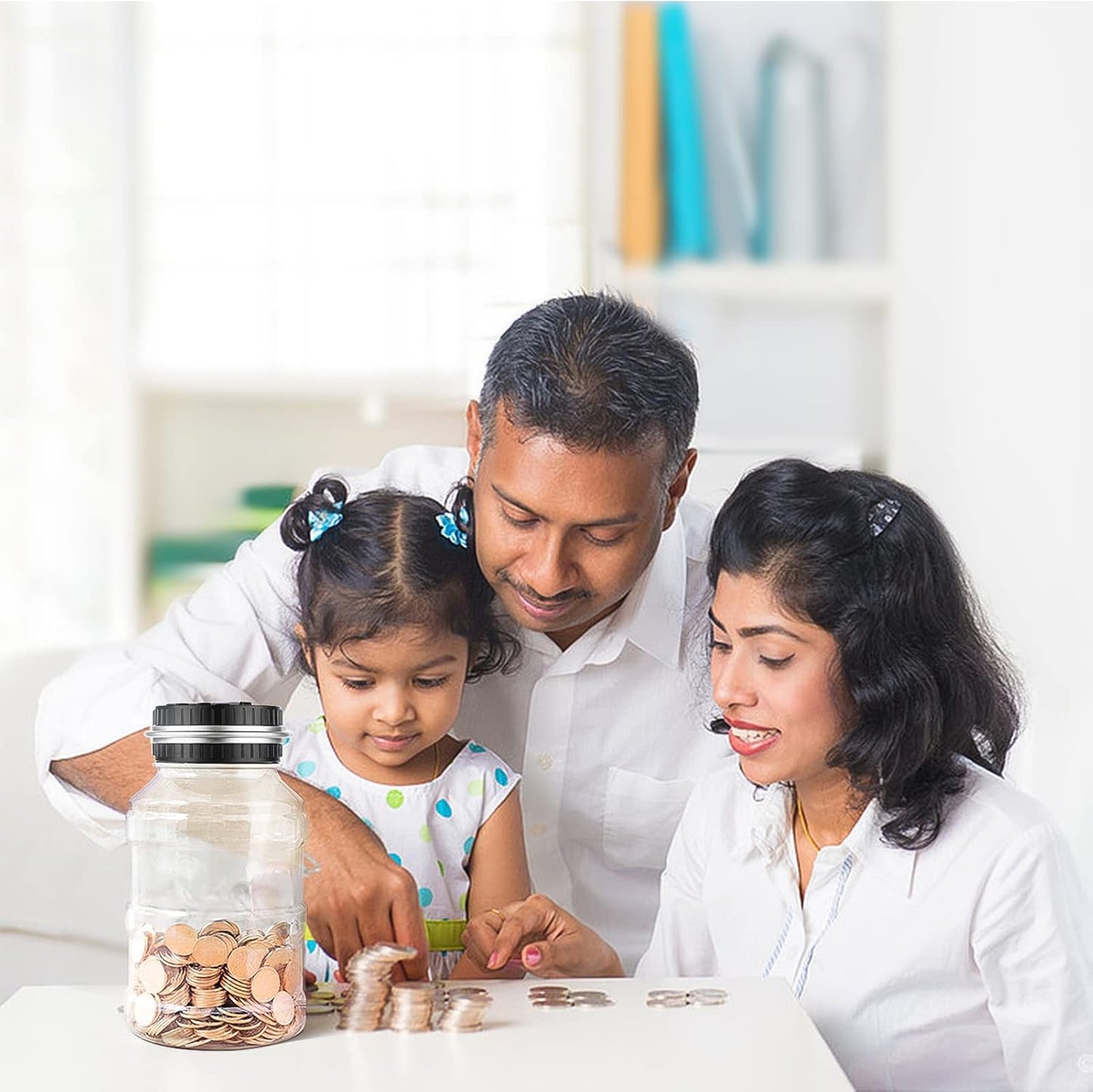 Large Piggy Bank for Boys Adults, Vcertcpl Digital Coin Counting Bank with LCD Counter, 1.8L Capacity Coin Bank Money Jar for Adults, Designed for All US Coins (Silver)