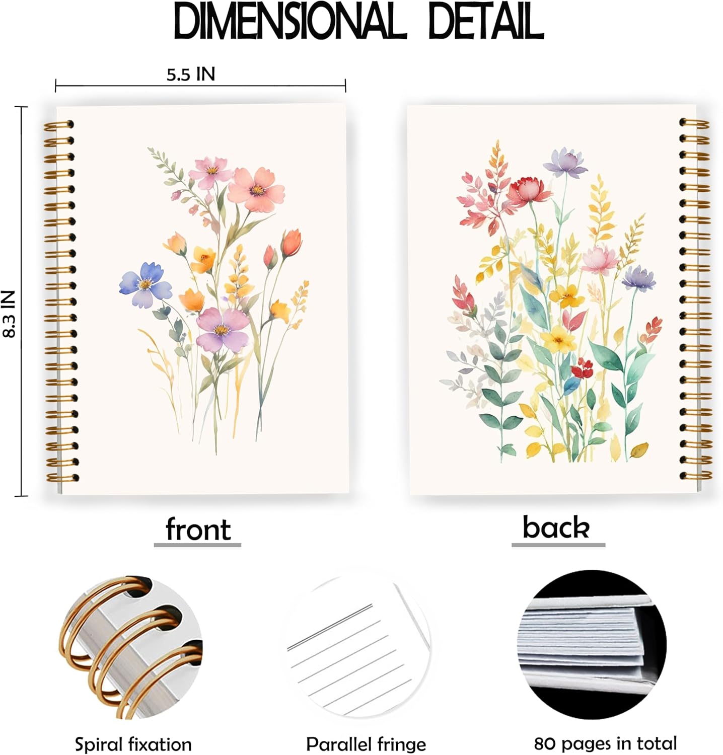 Vintage Wild Flower Botanical Plant Notebook 04,Rustic Spring Floral Cottagecore Notebook Journal for Work Office School Student Teacher,Hardcover Spiral Notebook 5.5x8.6