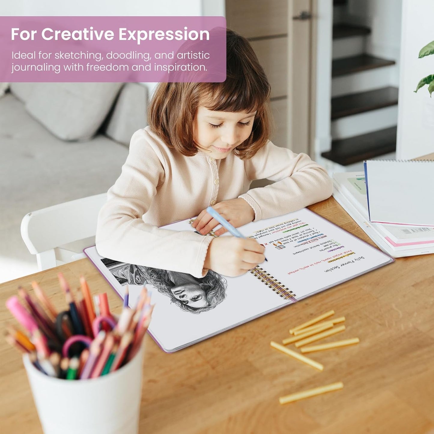 Taja Spiral Blank Notebook, 8.5"x11" Notebooks for Work, Large A4 Journal for Women & Men, Sketch Journal, Journaling Notebook for Writing, Plastic Cover Spiral Journal, Purple