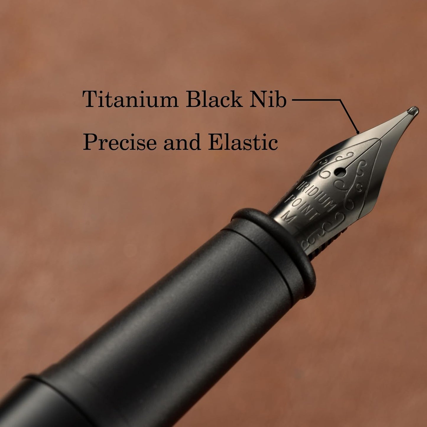 Luxury Matte Black Forest Fountain Pen Set,Titanium Black Extra Fine and Medium Nibs,Includes 2 Ink Converters,10 Ink Cartridges,15ml ink，Premium Gift Case for Calligraphy (Medium Nib)