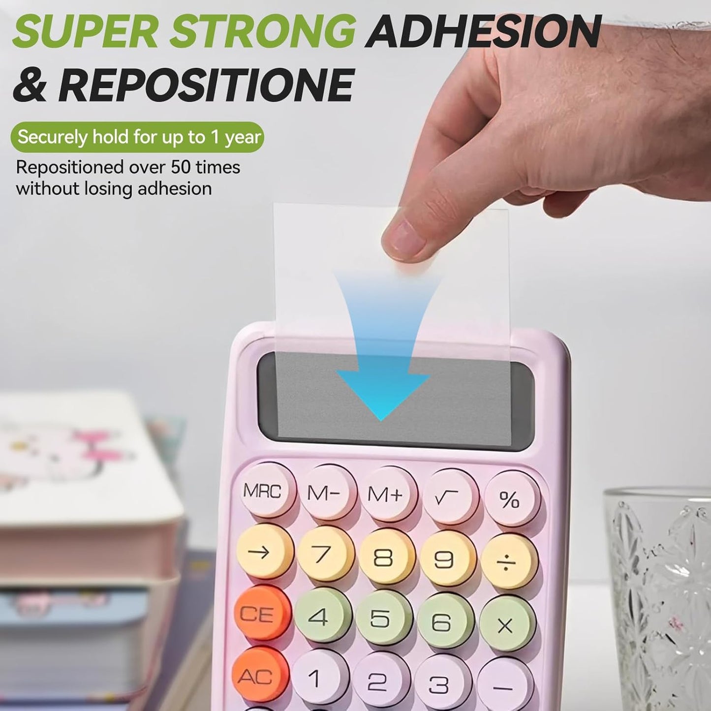 Transparent Sticky Notes with Marker Pen, Tecolu 7 Pads Clear Sticky Note 3x3, 5X The Sticking Power Translucent Sticky Note Pad, Waterproof & See-Through