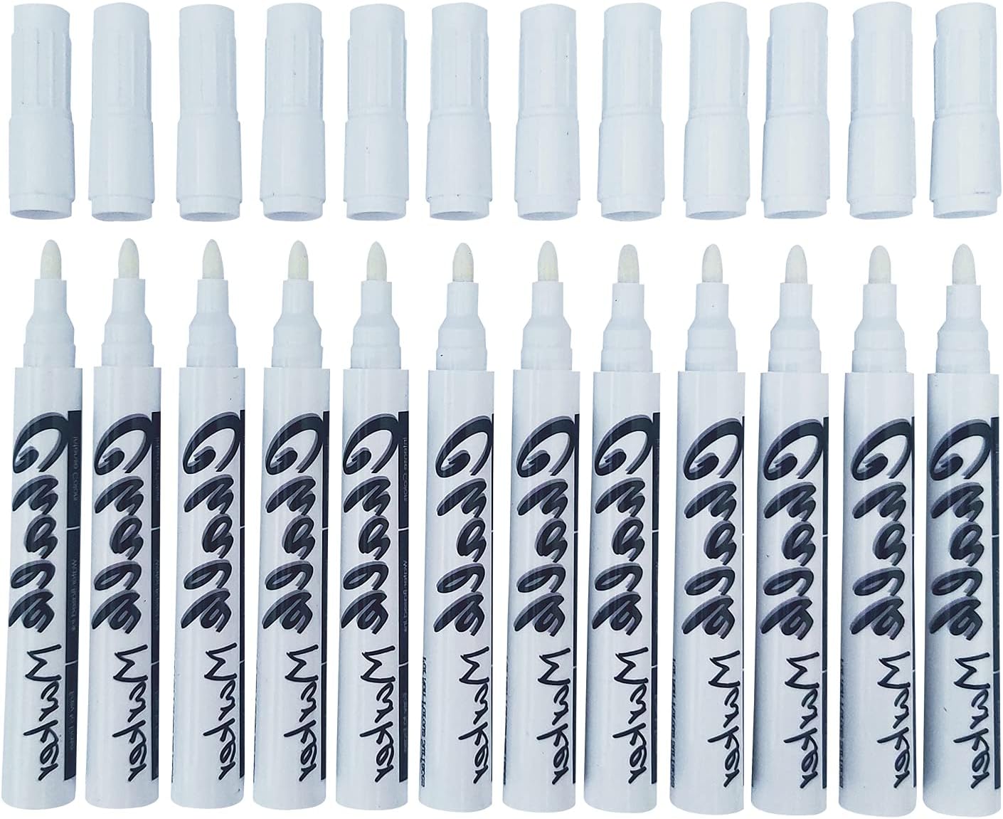 Volcanics White Liquid Chalk Markers 36 Pack Chalk Pens for Blackboard, Chalkboard, Windows, Glass, LED Board, Bistro Signs – Erasable Water-Based Ink Ideal for Teachers, Artists & DIY Projects