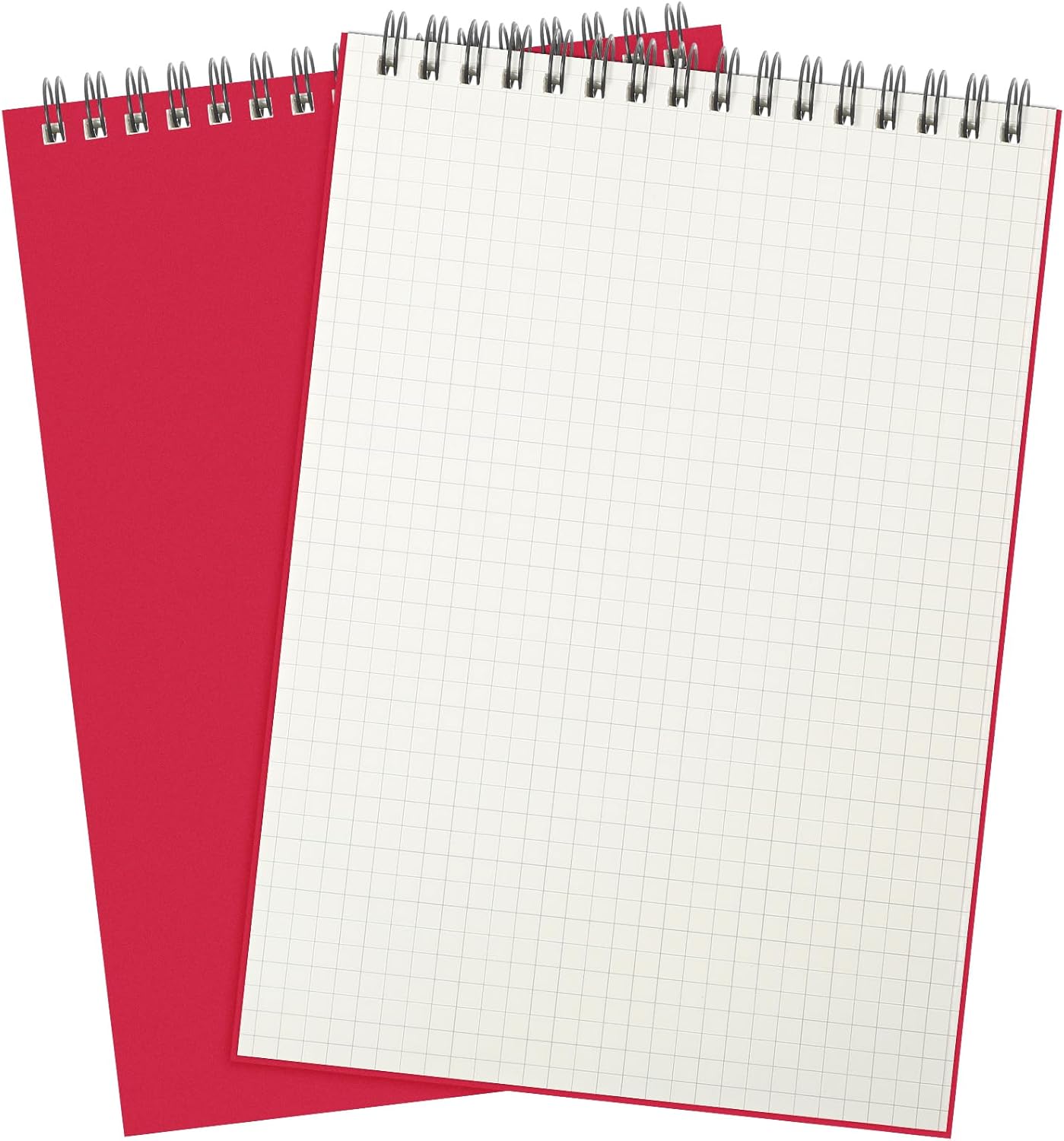 2 Pack Graph Paper Spiral Notepad A5 Top Wirebound Notepad Grid Notebook Steno Pads Memo Notebook Grid Paper 140 Pages for Writing Sketching Drawing Office Supplies (Red)