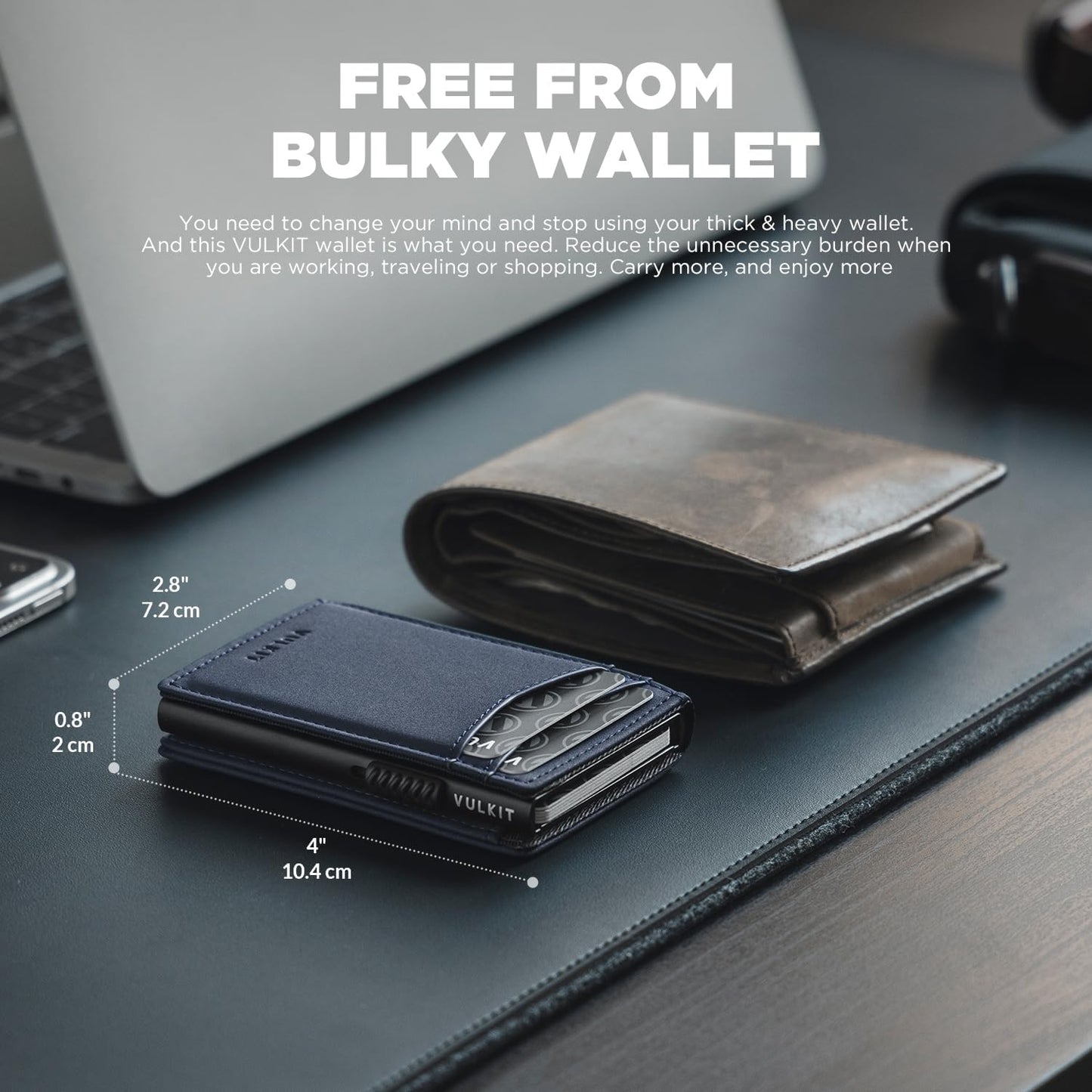 VULKIT Men's Wallet with ID Window Premium Leather Wallets RFID Blocking Minimalist Wallet Pop Up Card Holder Magnetic Closure