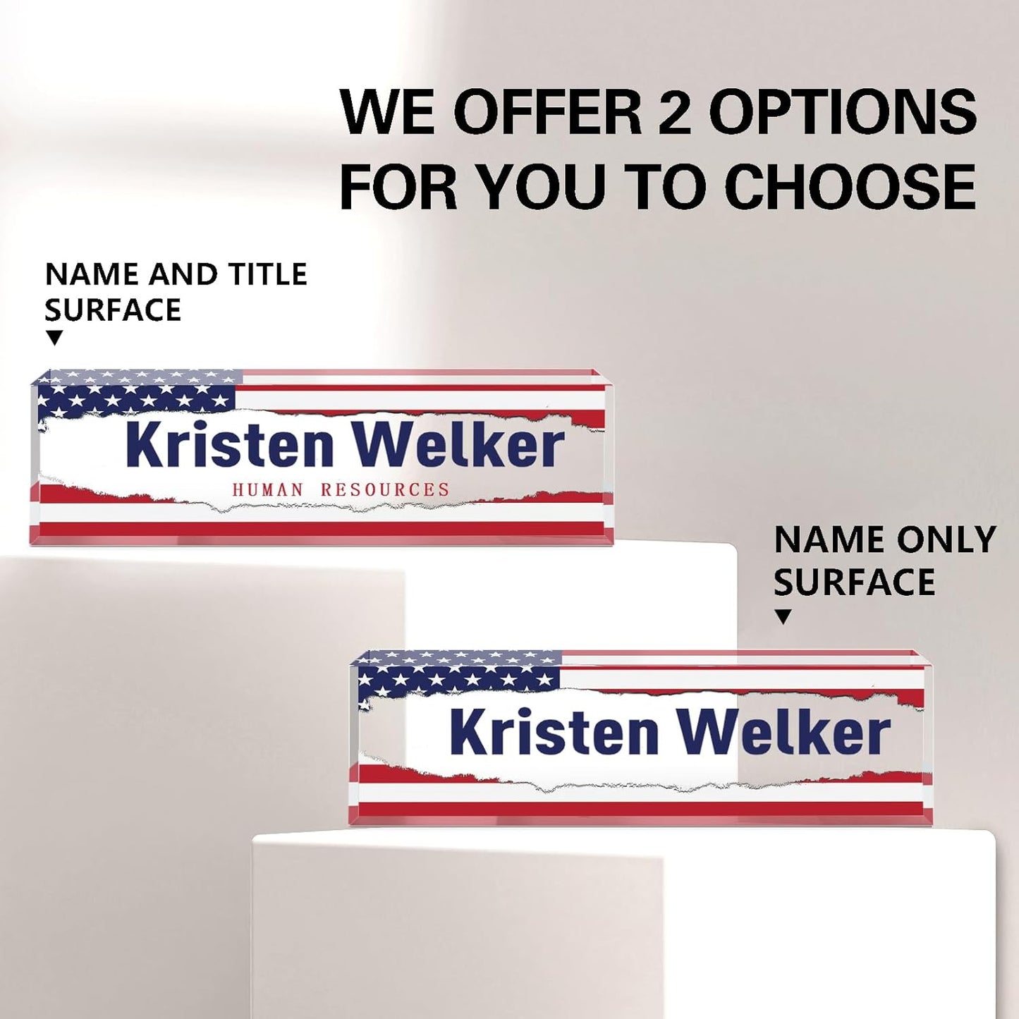 Custom Flag Name Plate for Desk, Desk Name Plate Personalized, Office Decor for Women Men, Acrylic Desktop Accessories, Office Appreciation Gifts for Boss Social Workers Nurse Teacher Employee (Flag A)