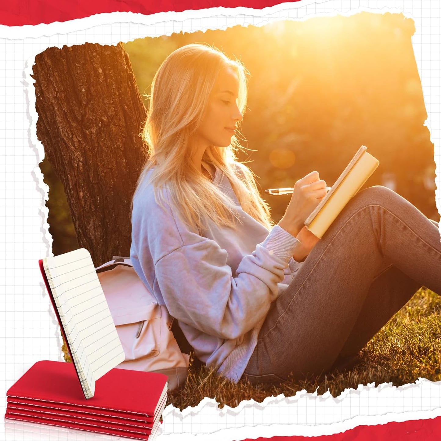 Harloon 100 Pcs Mini Notebooks Bulk Small Pocket Notepads Blank Lined Wallet Memos Journals for Students Employee Traveler Classroom Office Supplies, 4 x 2.5 Inches(Red)