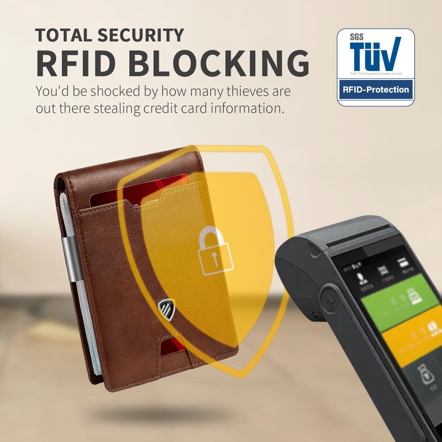 RUNBOX Mens Slim Wallet with Money Clip RFID Blocking Bifold Credit Card Holder for Men with Gift Box