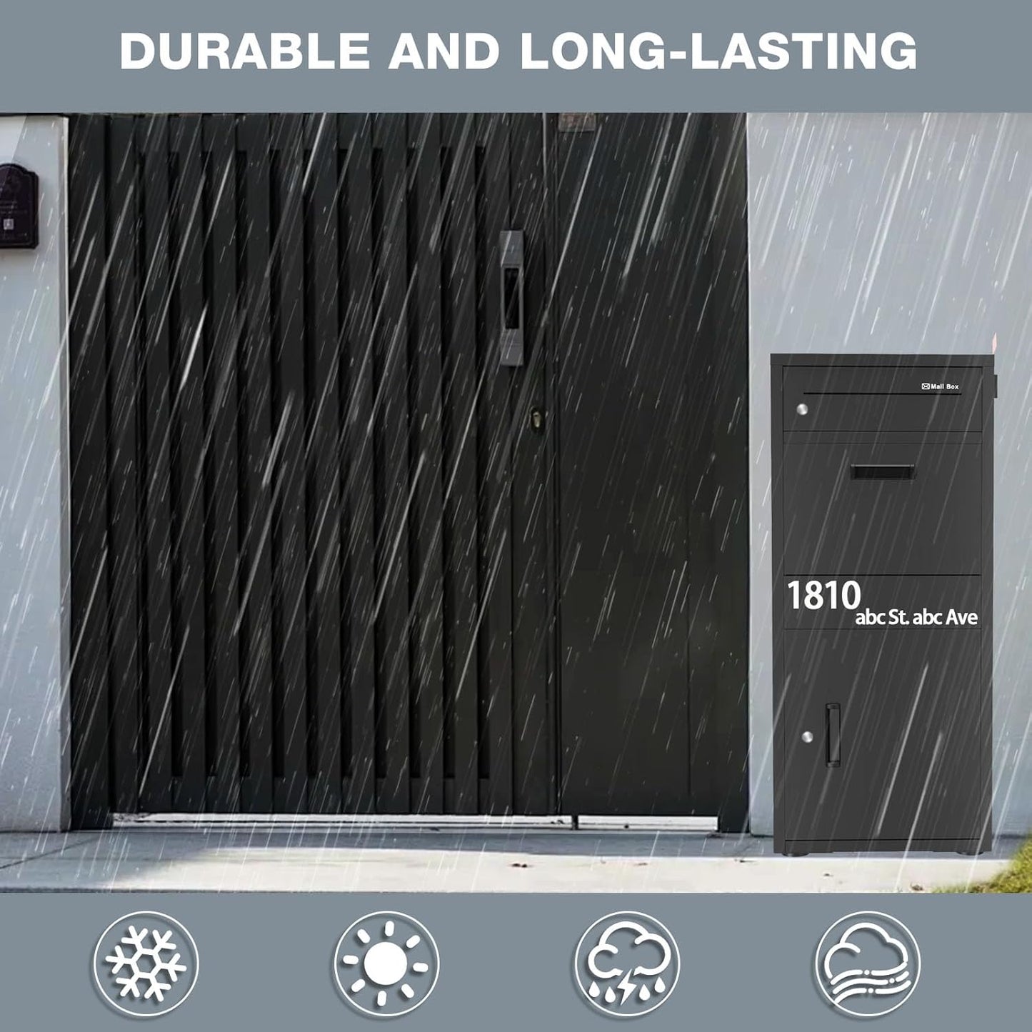 Package Delivery Boxes for Outside, Large Parcel Drop Boxes with Lock, Customize Address Stickers Package Drop Boxes for Outside is Waterproof,Package Delivery Box for Porch (Black，40"*17.7"*15 in)