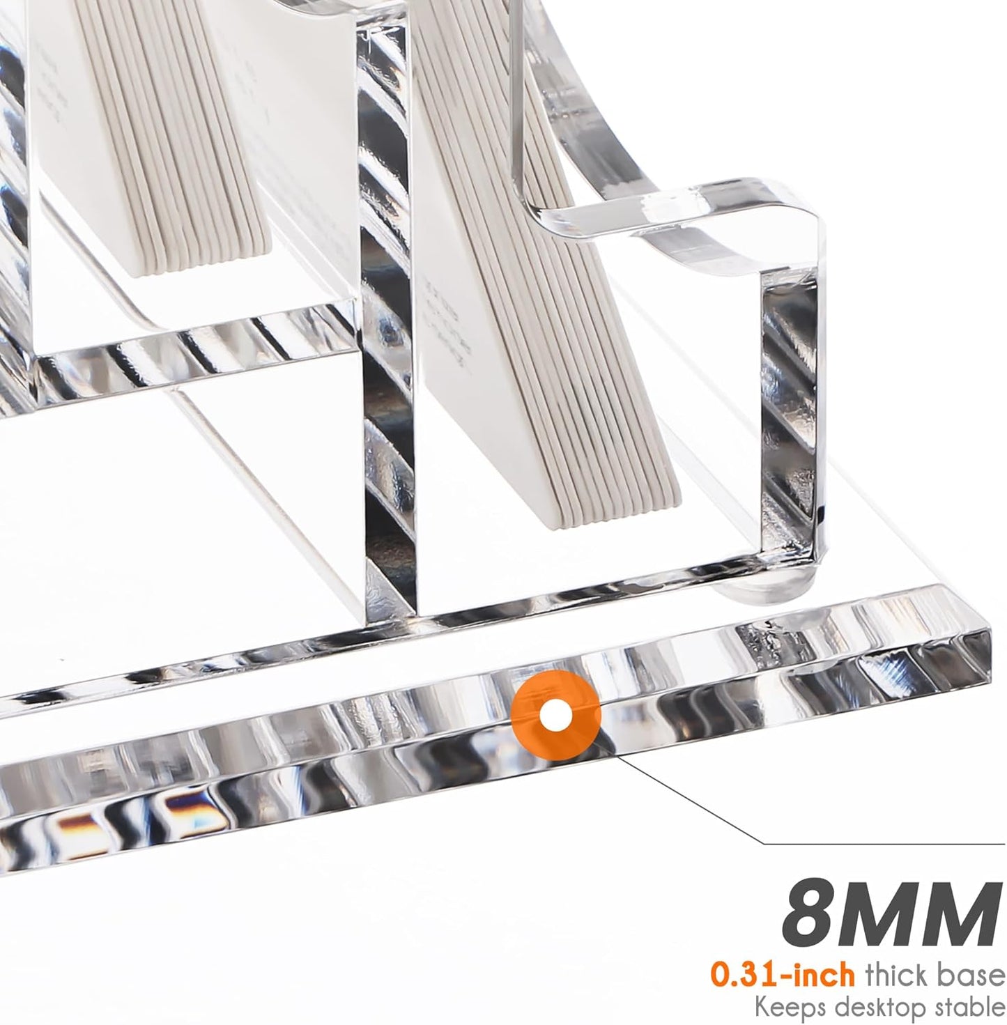 YUXUN Business Card Holder Display for Desk,Clear Acrylic Cards Stand for Men and Women,6 Slots 3 Tier Multiple Business Card Organizer (6slots)…