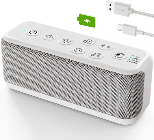 OnLyee White Noise Machine for Office Privacy & Noise Canceling, USB Rechargeable Sound Machine for Sleeping Adults, 42 Soothing Sounds, Lullabies, Fan Sounds, Auto-Off Timer – Ideal for Sleep & Focus