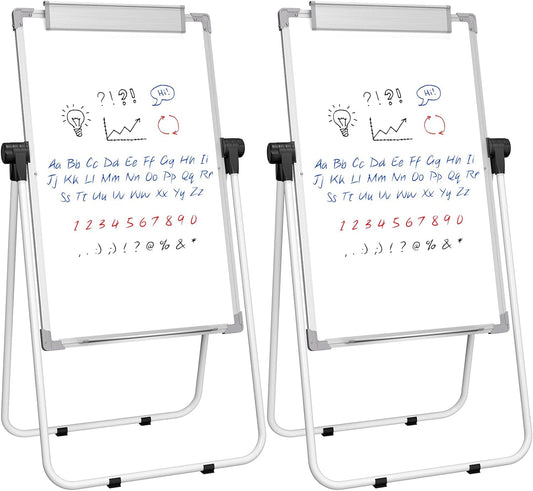 MaxGear Large White Board Easel Stand 2 PCS, 36" x 24" Double Sided Magnetic Dry Erase Board for School Classroom, Home Office Stand Flip Chart, Height Adjustable 360 Degree Rotating Whiteboard