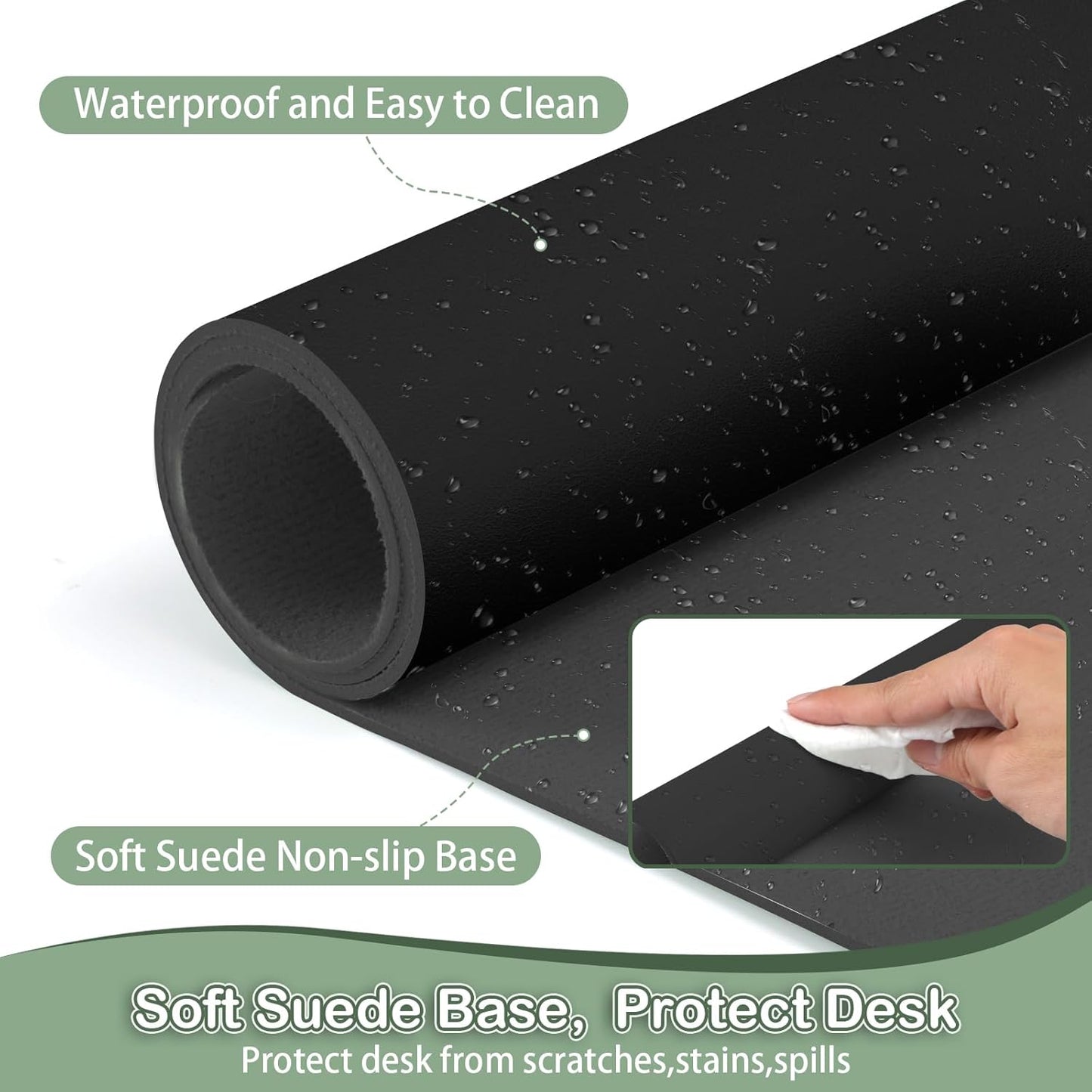 Boutilon Leather Desk Pad Protector,Non-Slip Mouse Pad,Laptop Desk Pad,Office Mouse Mat,Waterproof Leather Desk Blotter,Desk Writing Pad for Office and Home (XL-Black,35.4"x 15.7")