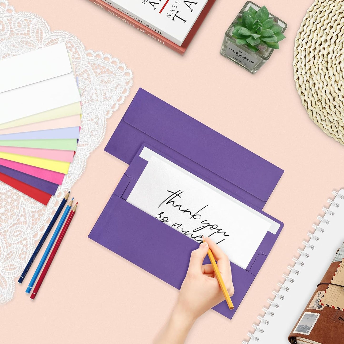 50 Pack Colorful #10 Business Envelopes, Standard Envelopes Self Seal, Letter Size Business Mailing Envelopes for Checks Letters Invoices Birthday Graduation Wedding, 4 1/8 x 9 1/2 Inch