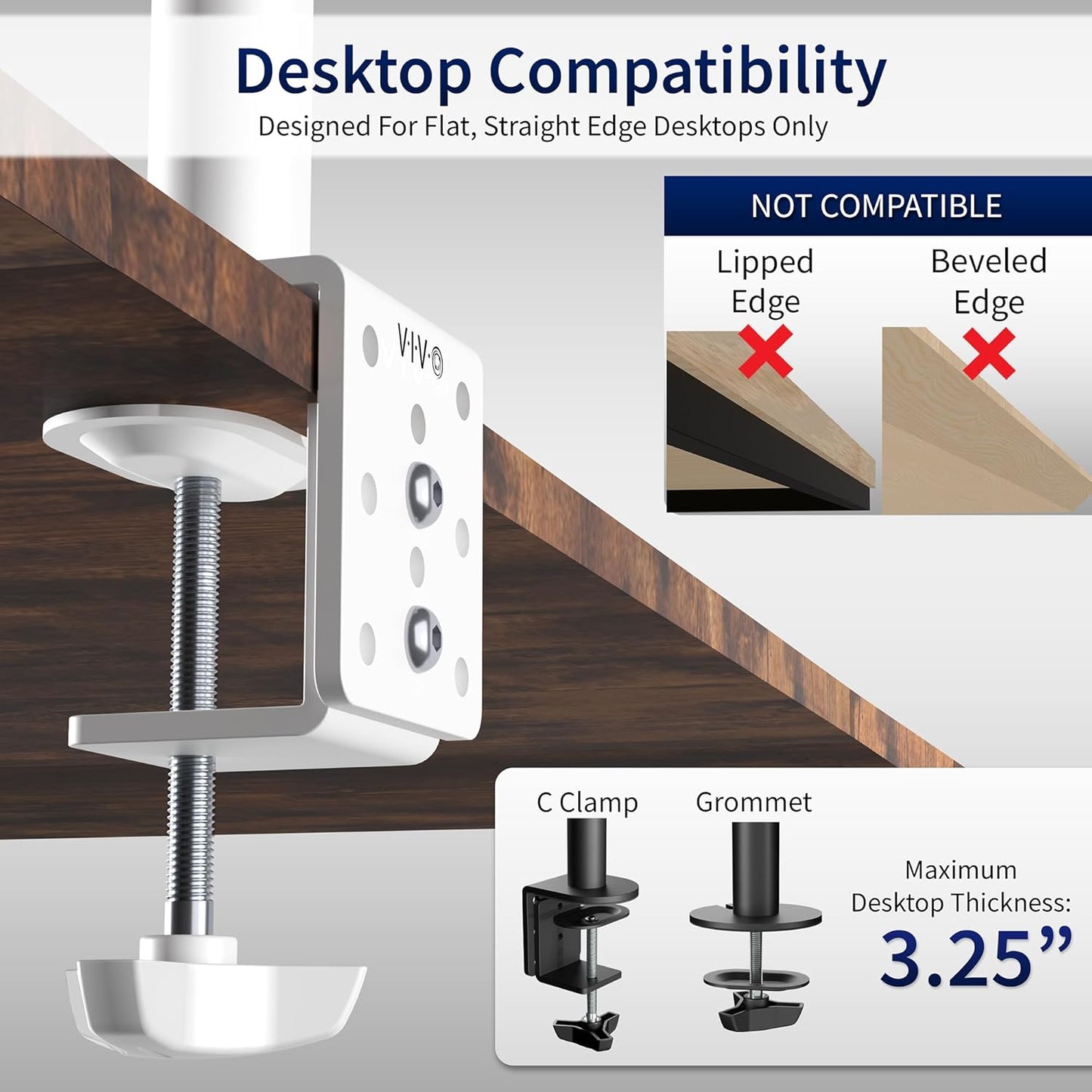 VIVO Dual Ultrawide Monitor Desk Mount, Heavy Duty Fully Adjustable Steel Stand, Holds 2 Computer Screens up to 38 inches and Max 22lbs Each, White, STAND-V038W