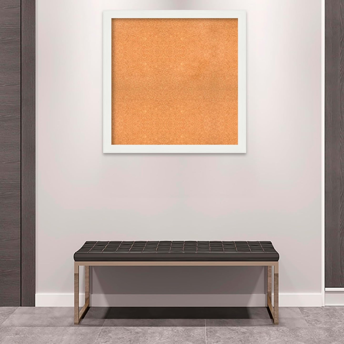 Amanti Art Natural Cork Board for Wall, 35x35 Vision Board with White Frame, Large Corkboard Office Decor for Home Organization, Casual Corkboard Pinboard to Display Items for Home Organization in