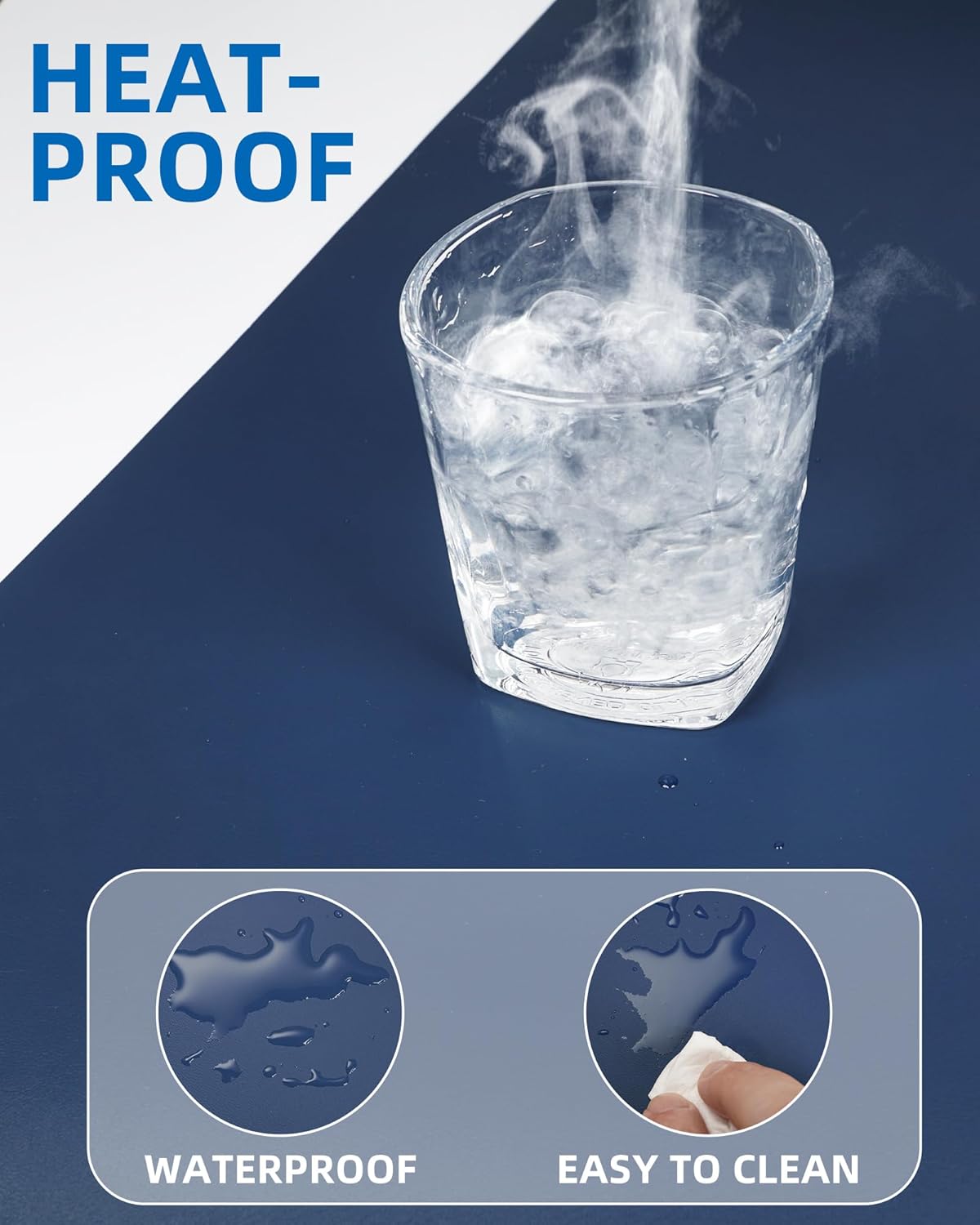 Non-Slip Desk Pad,Mouse Pad,Waterproof PU Leather Desk Protector,Ultra Thin Large Desk Blotter,Waterproof Keyboard mat for Office/Home/Decor(Midnight Blue 23.6" x 13")