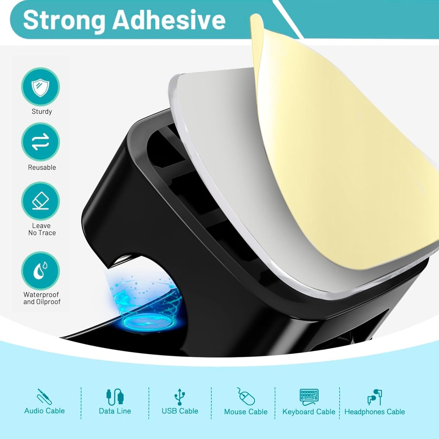 SaiTech IT Magnetic Cable Clips, Cord Organizer Holder, for Desk Cable Management, Adhesive Wire Keeper for Car, Office Home Desktop, Wall, Night Table (12 Pack)