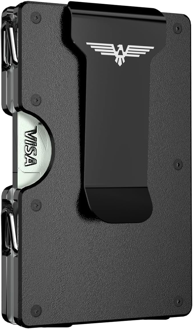 Minimalist Wallet for Men, Metal Wallet with Money Clip, Slim Compact Wallet, RFID Blocking Card Holder, Metal Aluminum Credit Card Holder, Holds up to 20 Cards