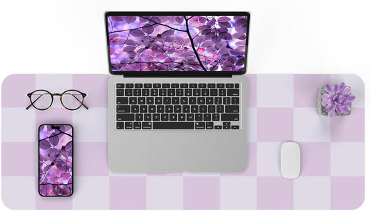Non-Slip Desk Pad, Mouse Pad, Waterproof PU Leather Desk Protector, Large Desk Blotter, Easy Clean Laptop Desk Writing Mat for Work/Home/Decor(Purple 31.5" x 12")