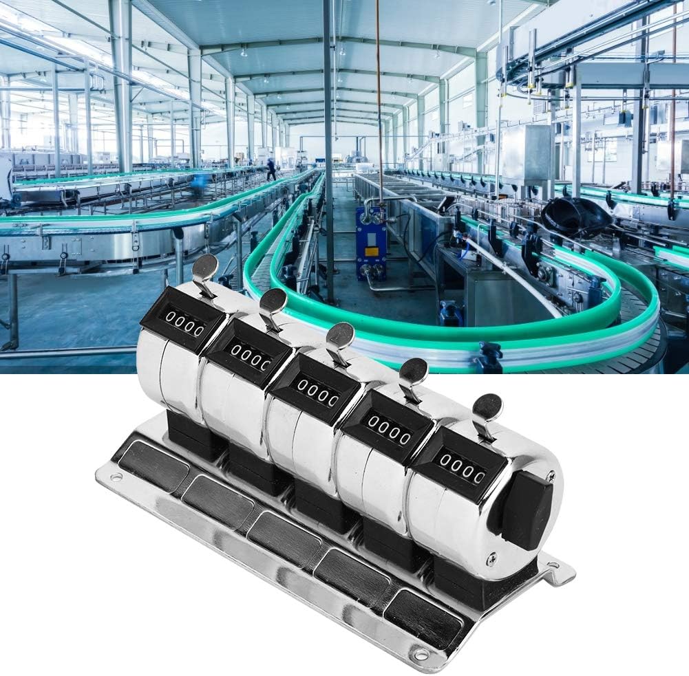 Metal Hand Tally Counter Handheld Mechanical Number Click Counters Manual Counter 4Digit 5 Units Stainless Steel Tally Number of People At Airport/Terminal Order/Factory Statistics