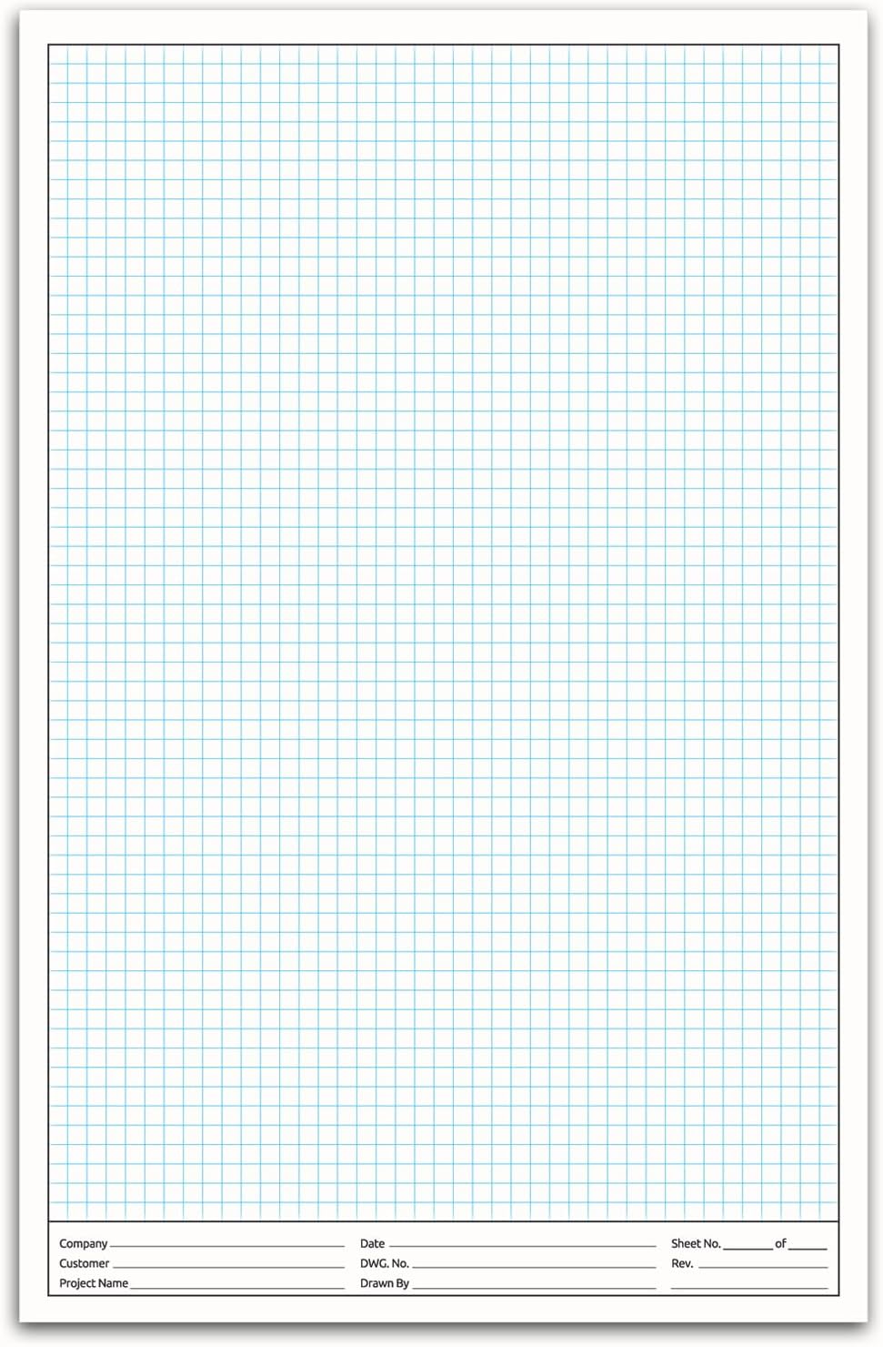 NextDayLabels - 11x17 Graph Paper Pad, for Blueprint Drawings, Drafting, Engineering and Planning, with Header for documentation. Quadrille Grid Paper Pads with Blue Lines, high Brightness, 50 Sheets per pad (1 Pad)