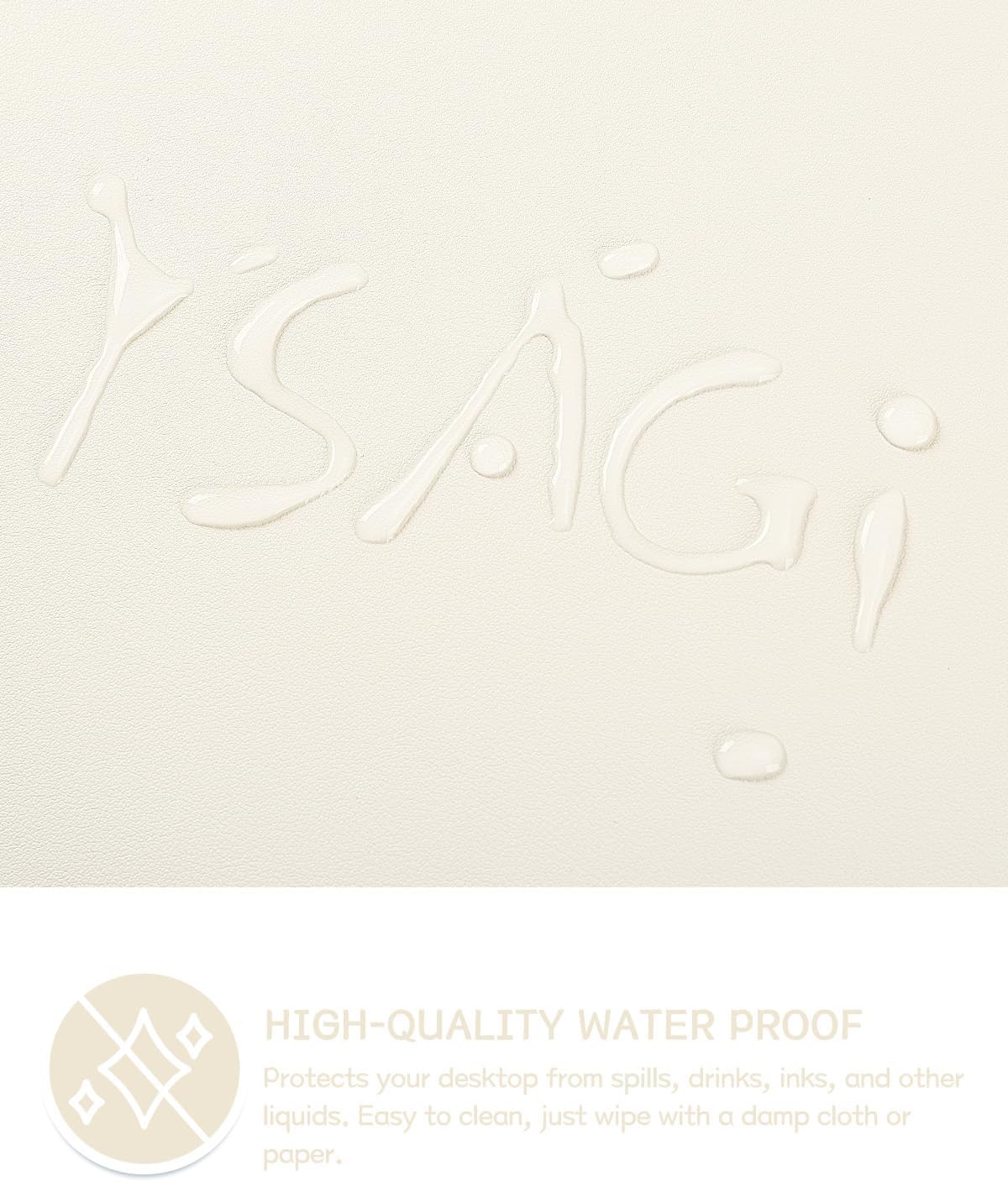 YSAGi Non-Slip Leather Desk Pad, Desk Matt for Desktop, Waterproof Laptop Computer Keyboard Mat, Table Protector Blotter Mat, Large Mouse Pad for Office/Work/Home/Decor(Cream, 35.4" x 17")