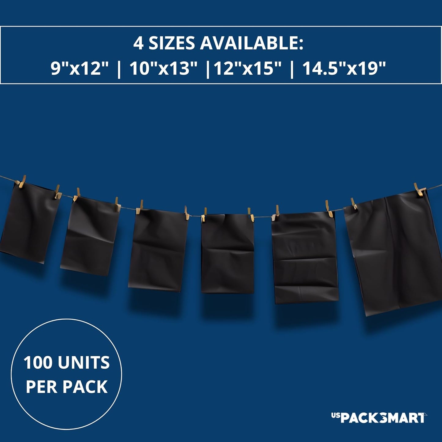 Black Plastic Poly Mailers 10"x13" | Shipping Bags for Clothing, Books & Accessories | Durable Shipping Envelopes | Waterproof and Tear-Proof with Strong Self-sealing Adhesive | 100-Pack